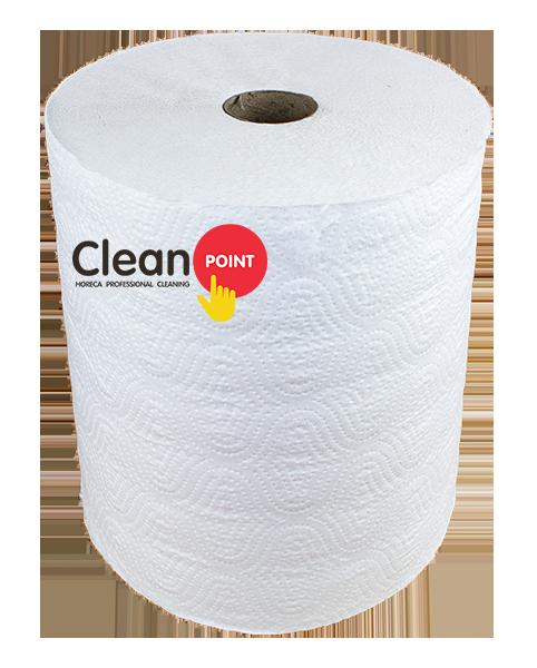 Clean Point Рушник паперовий в рулоні одношаровий білий 120м для авт.дисп. Н1